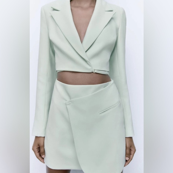 Zara Mint Green Cut Out Blazer Mini Dress - Picture 9 of 16